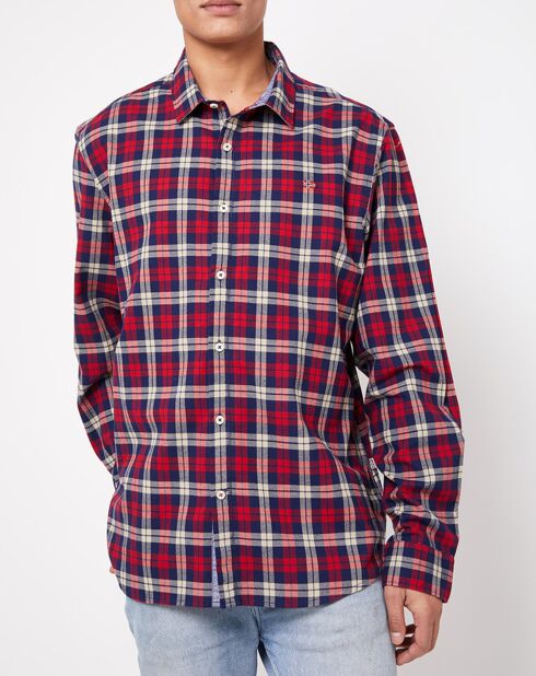 Chemise slim Greylock check à carreaux rouge/marine/crème