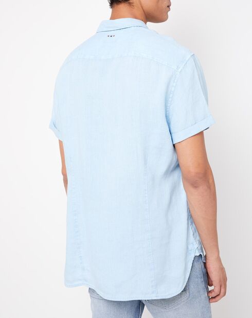 Chemise slim en Lin Gervas Ss 1 bleu ciel