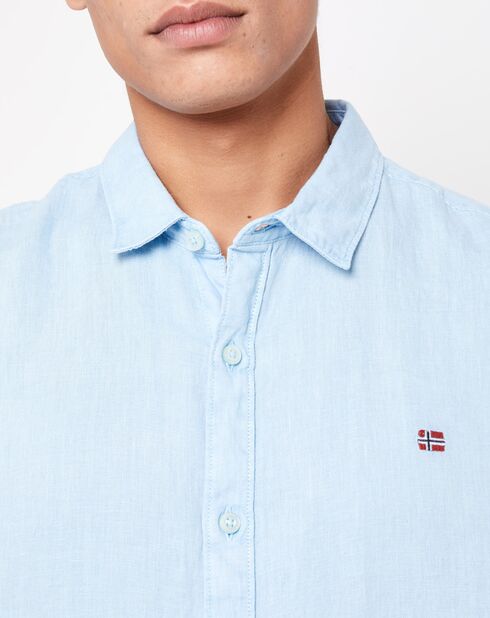 Chemise slim en Lin Gervas Ss 1 bleu ciel