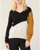 Pull en Mohair & Laine mélangés Brenda noir/caramel/écru