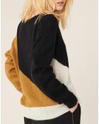 Pull en Mohair & Laine mélangés Brenda noir/caramel/écru