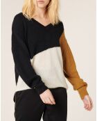 Pull en Mohair & Laine mélangés Brenda noir/caramel/écru