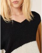 Pull en Mohair & Laine mélangés Brenda noir/caramel/écru