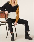 Pull en Mohair & Laine mélangés Brenda noir/caramel/écru