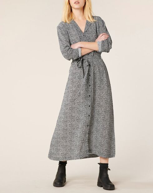 Robe Maria impirmée noir/écru