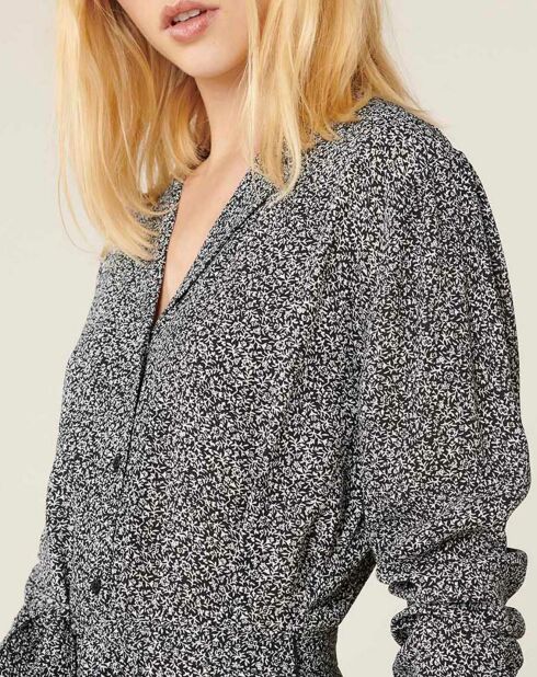 Robe Maria impirmée noir/écru