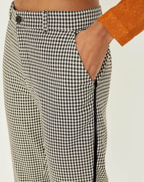 Pantalon Mimosa à carreaux noir/écru