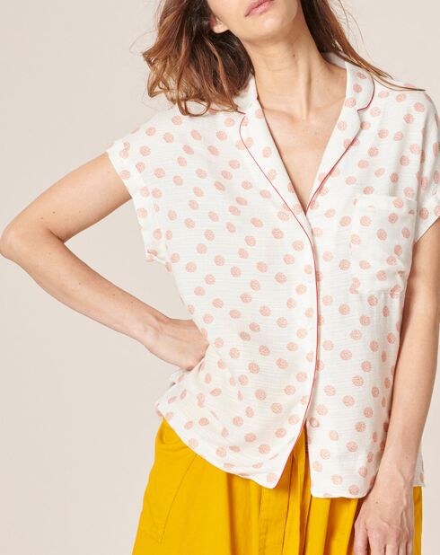 Chemise Cindel à pois écrue