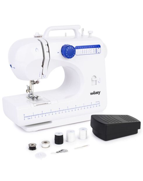 Machine à coudre LED blanc/bleu - 30x26x11 cm