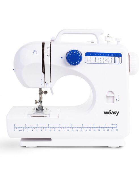 Machine à coudre LED blanc/bleu - 30x26x11 cm