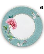 Dessertteller aus Porzellan, blau, Blushing Birds, Durchmesser 21,4 cm, 6 Stück