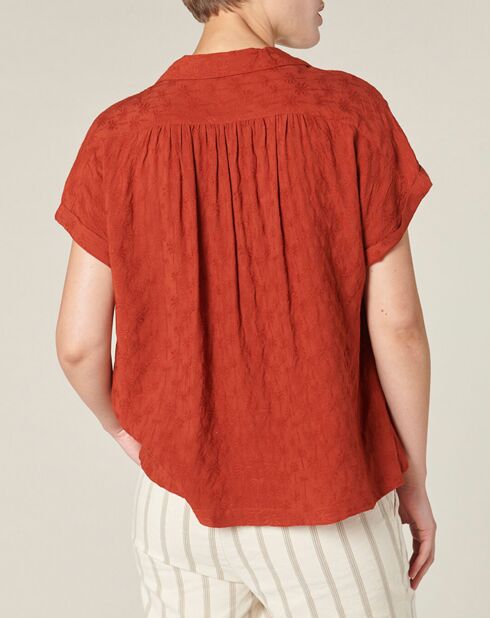 Blouse Dinais imprimée palmiers paprika