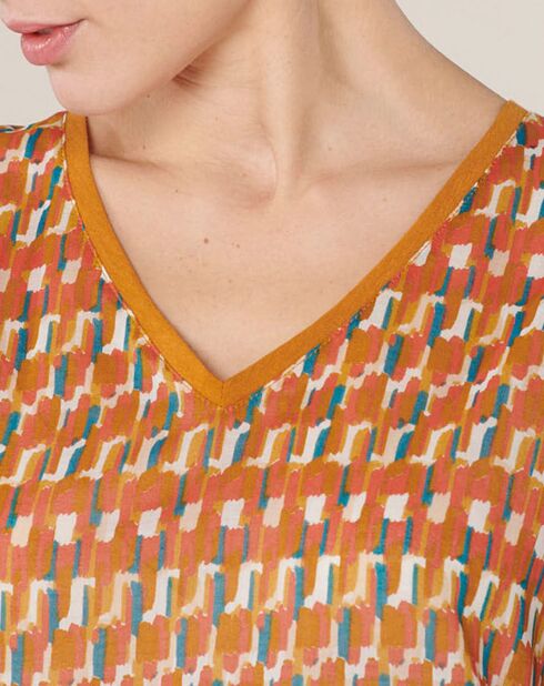 T-Shirt en Coton & Lin Isaline orange