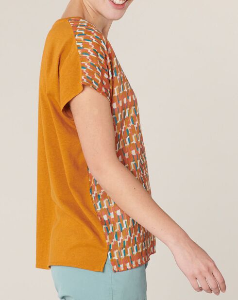 T-Shirt en Coton & Lin Isaline orange