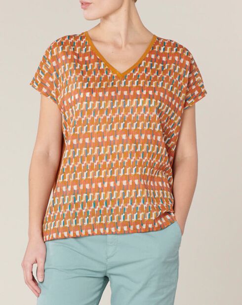 T-Shirt en Coton & Lin Isaline orange
