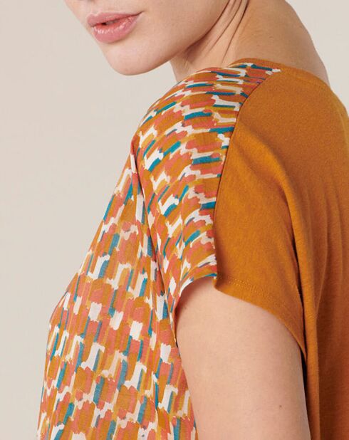 T-Shirt en Coton & Lin Isaline orange