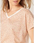 T-Shirt en Coton & Lin Isaline imprimé papaye