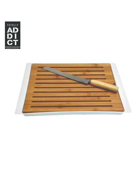 Planche à pain avec couteau coloris aléatoire - 38x27 cm