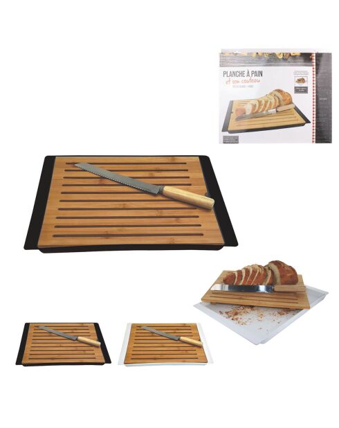 Planche à pain avec couteau coloris aléatoire - 38x27 cm