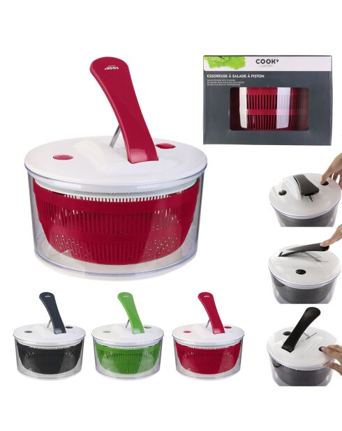 Essoreuse à salade à piston easy coloris aléatoire - D.25 cm