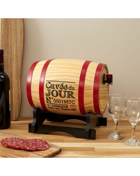 Distributeur à vin tonneau coloris aléatoire - 3 L