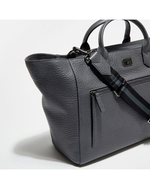 Sac cabas en Cuir grainé Je t'attends, Je t'Aime gris - 30x61x16 cm