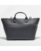 Sac cabas en Cuir grainé Je t'attends, Je t'Aime gris - 30x61x16 cm