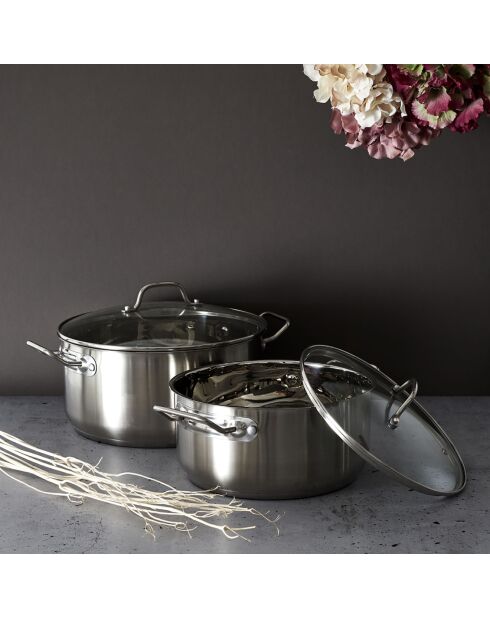 Faitout induction avec couvercle en Verre gris - 13.5 cm