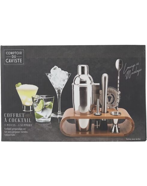 Scatola da cocktail con supporto in bambù marrone - 27,8x10,8x24,5 cm