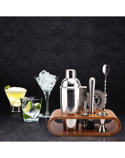 Scatola da cocktail con supporto in bambù marrone - 27,8x10,8x24,5 cm