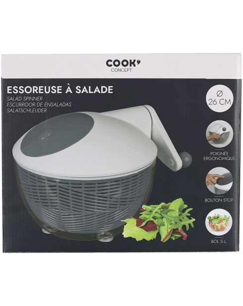 Essoreuse à salade transparent/gris/taupe - 33x26x22.2 cm