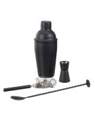 Caja de cócteles con 4 accesorios negro/gris - 8x8x21 cm