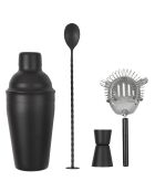 Caja de cócteles con 4 accesorios negro/gris - 8x8x21 cm