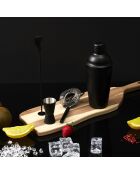 Caja de cócteles con 4 accesorios negro/gris - 8x8x21 cm