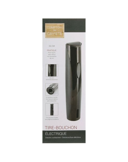 Tire-bouchon électrique noir - 5.3x5.3x25.9 cm