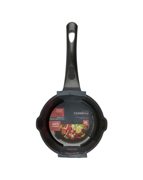 Casserole induction noire - 20.7x38x8.9 cm