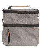 Lunch bag gris zippé gris/noir/orange - 27x20x28 cm
