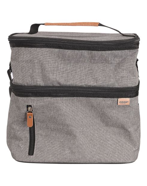 Lunch bag gris zippé gris/noir/orange - 27x20x28 cm