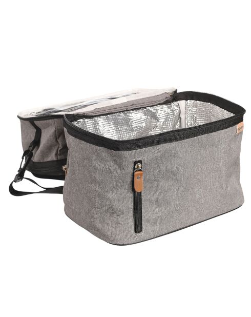 Lunch bag gris zippé gris/noir/orange - 27x20x28 cm