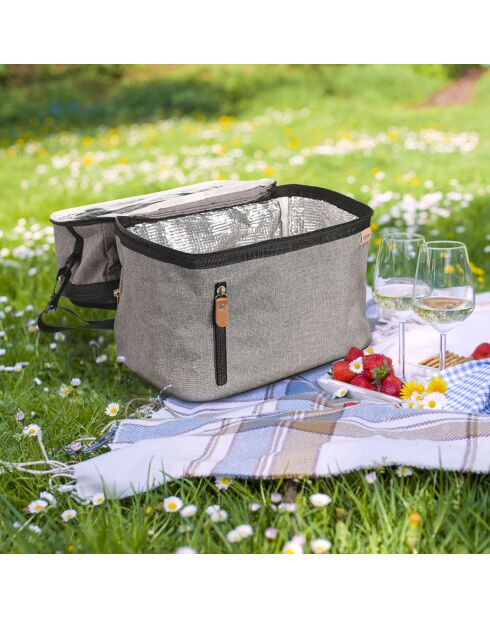 Lunch bag gris zippé gris/noir/orange - 27x20x28 cm