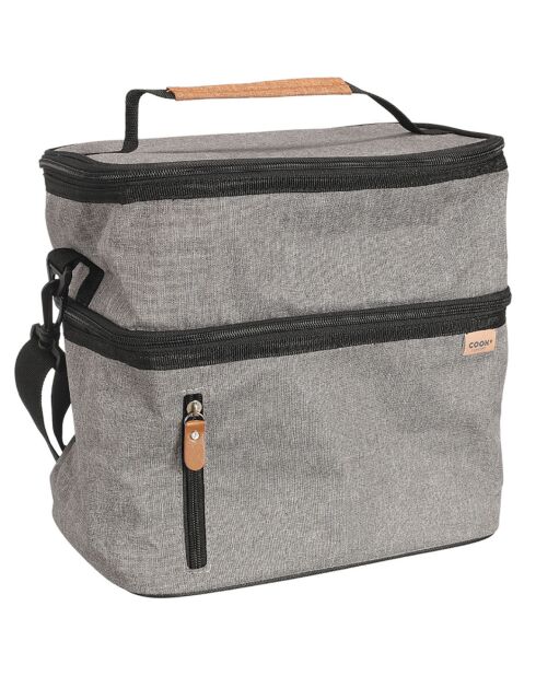 Lunch bag gris zippé gris/noir/orange - 27x20x28 cm