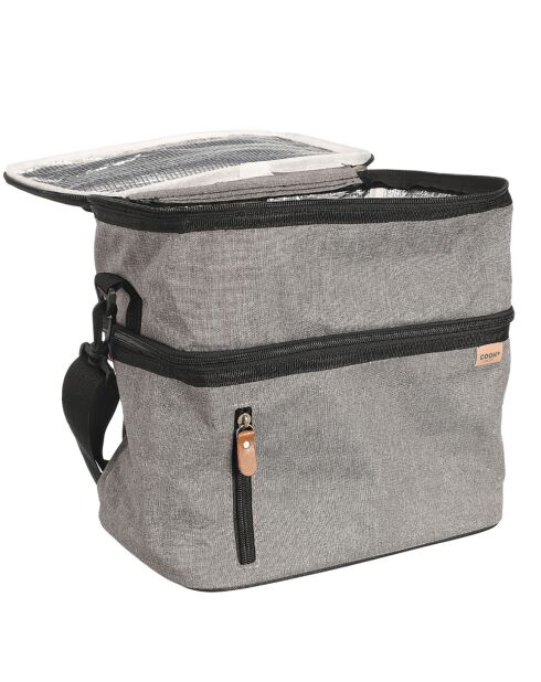 Lunch bag gris zippé gris/noir/orange - 27x20x28 cm