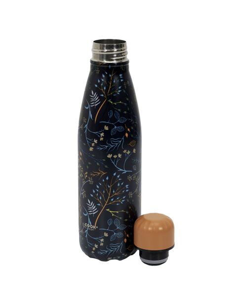 Blau/gelbe isolierte Flasche mit Blumenmuster - 26 cm