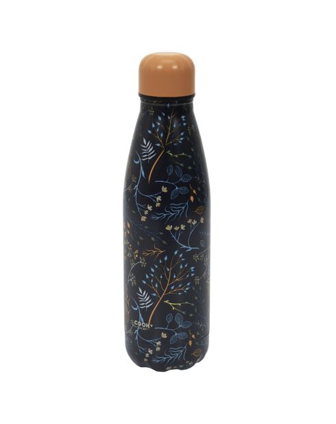 Bouteille isotherme fleurie bleu/jaune - 26 cm