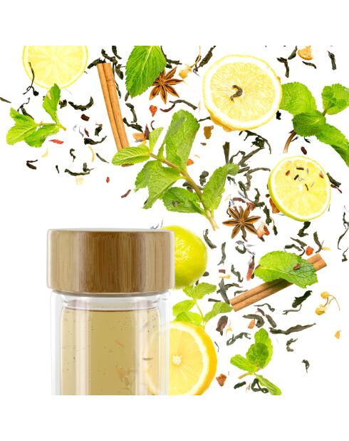 Bouteille de transport double paroi infuseur marron/transparent - 7x7x20.4 cm