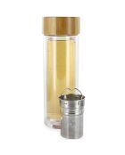 Bouteille de transport double paroi infuseur marron/transparent - 7x7x20.4 cm