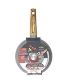 Poêle induction forge manche effet bois marron/gris - 37x20 cm