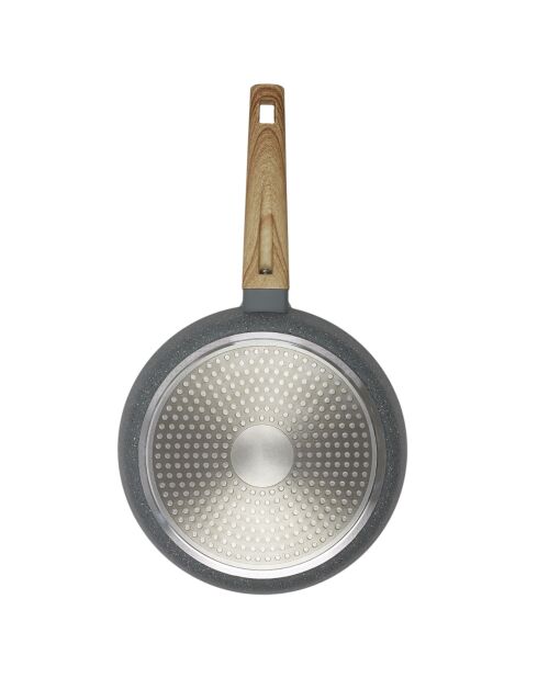 Poêle induction forge manche effet bois marron/gris - 37x20 cm