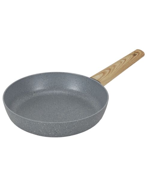 Poêle induction forge manche effet bois marron/gris - 37x20 cm