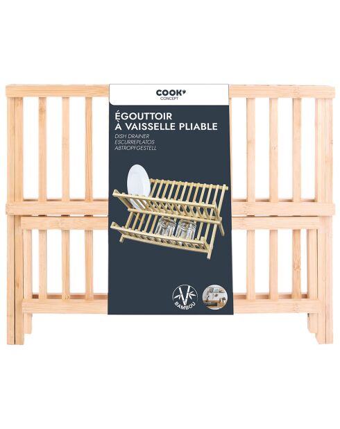 Égouttoir à vaisselle en Bambou marron - 33x40.3x24 cm